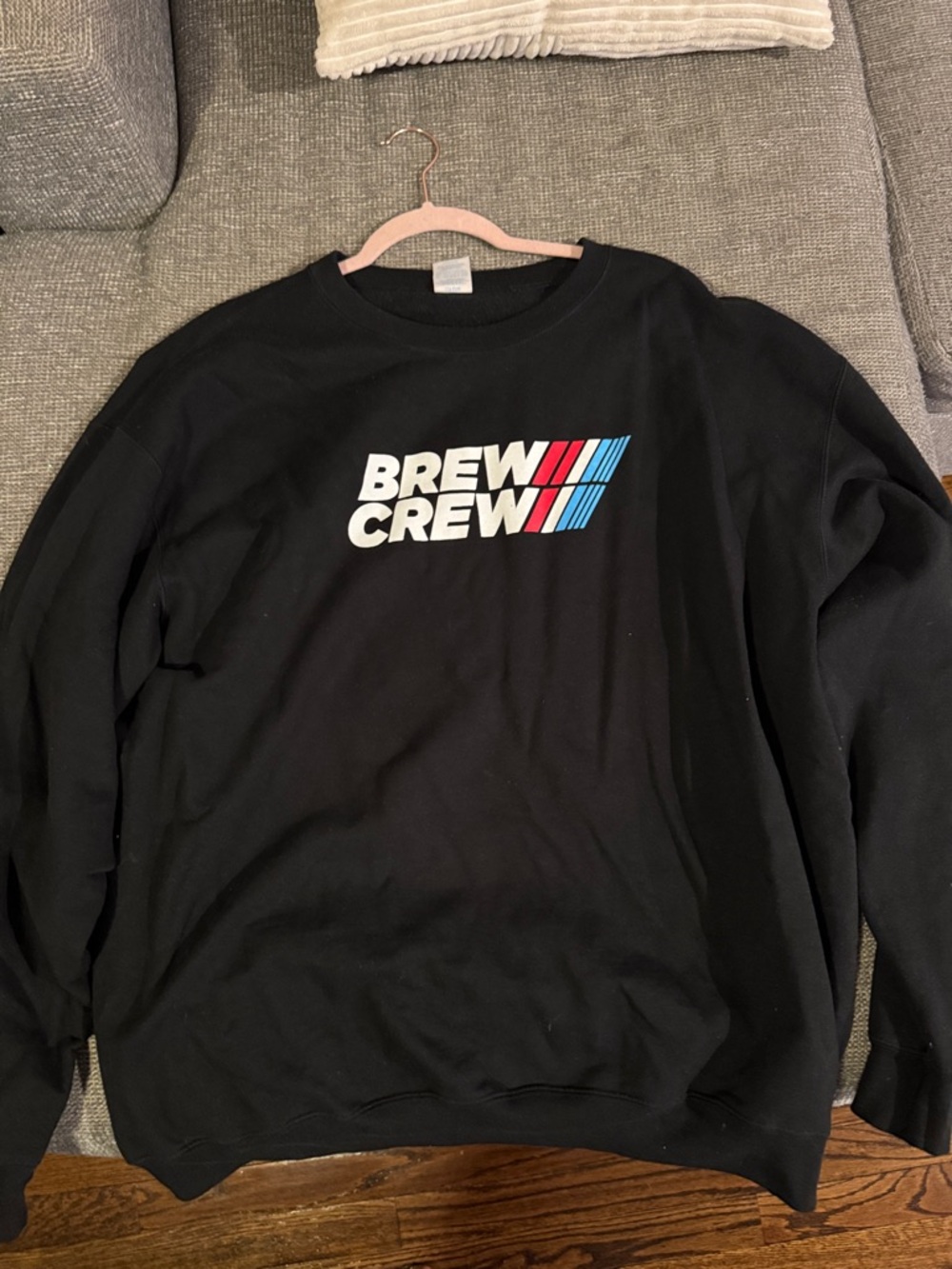 7 BREW CREW Black Graphic Crewneck Sweatshirt